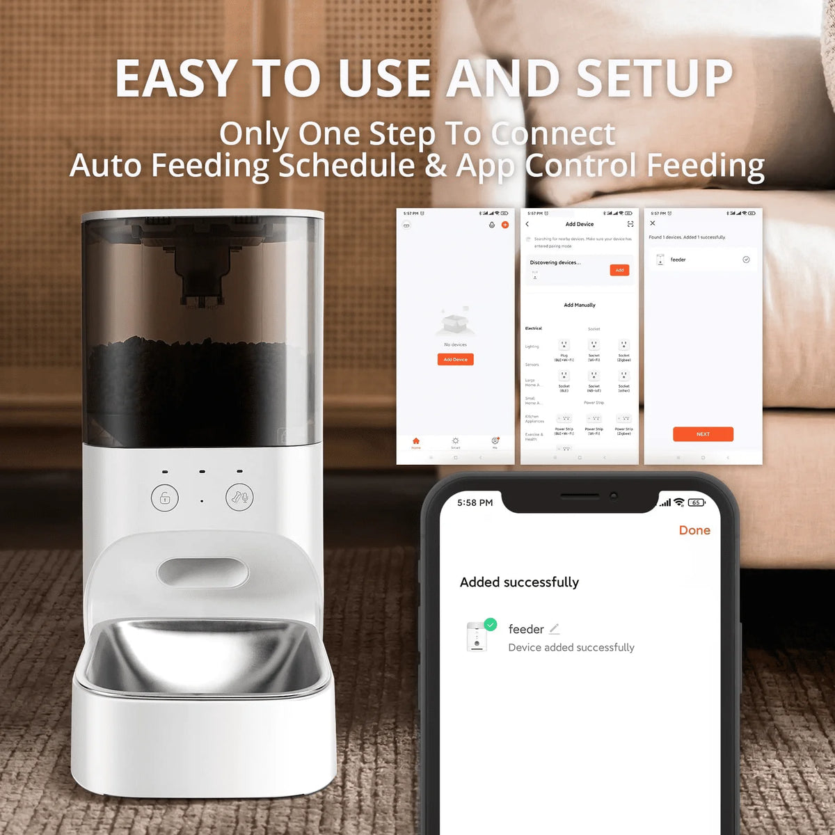Smart Automatic Pet Feeder With Custom Schedule And Voice Recorder