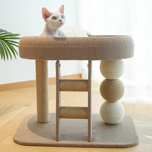 NONECN Cat Scratching Post Tree With Sisal And Plush Bed