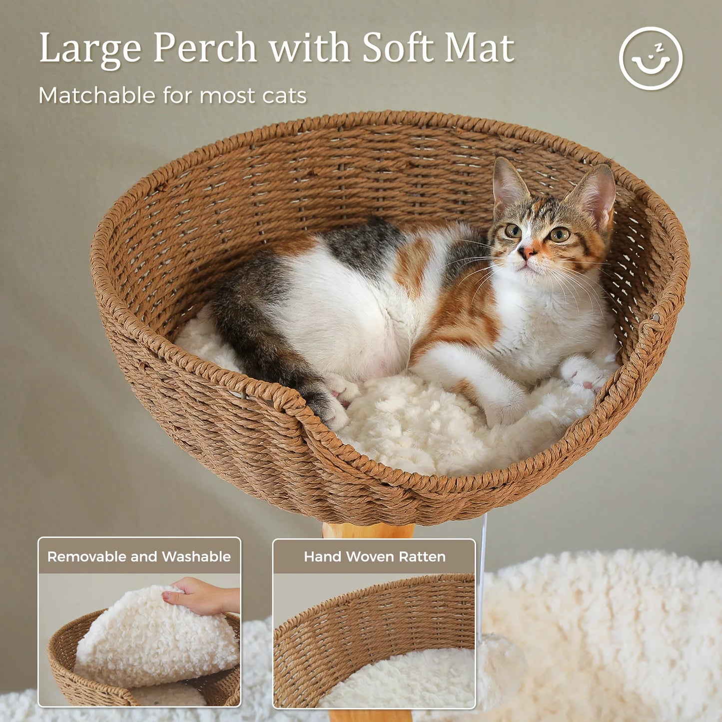 PEQULTI Solid Wood Cat Tree Tower With Condo And Perches