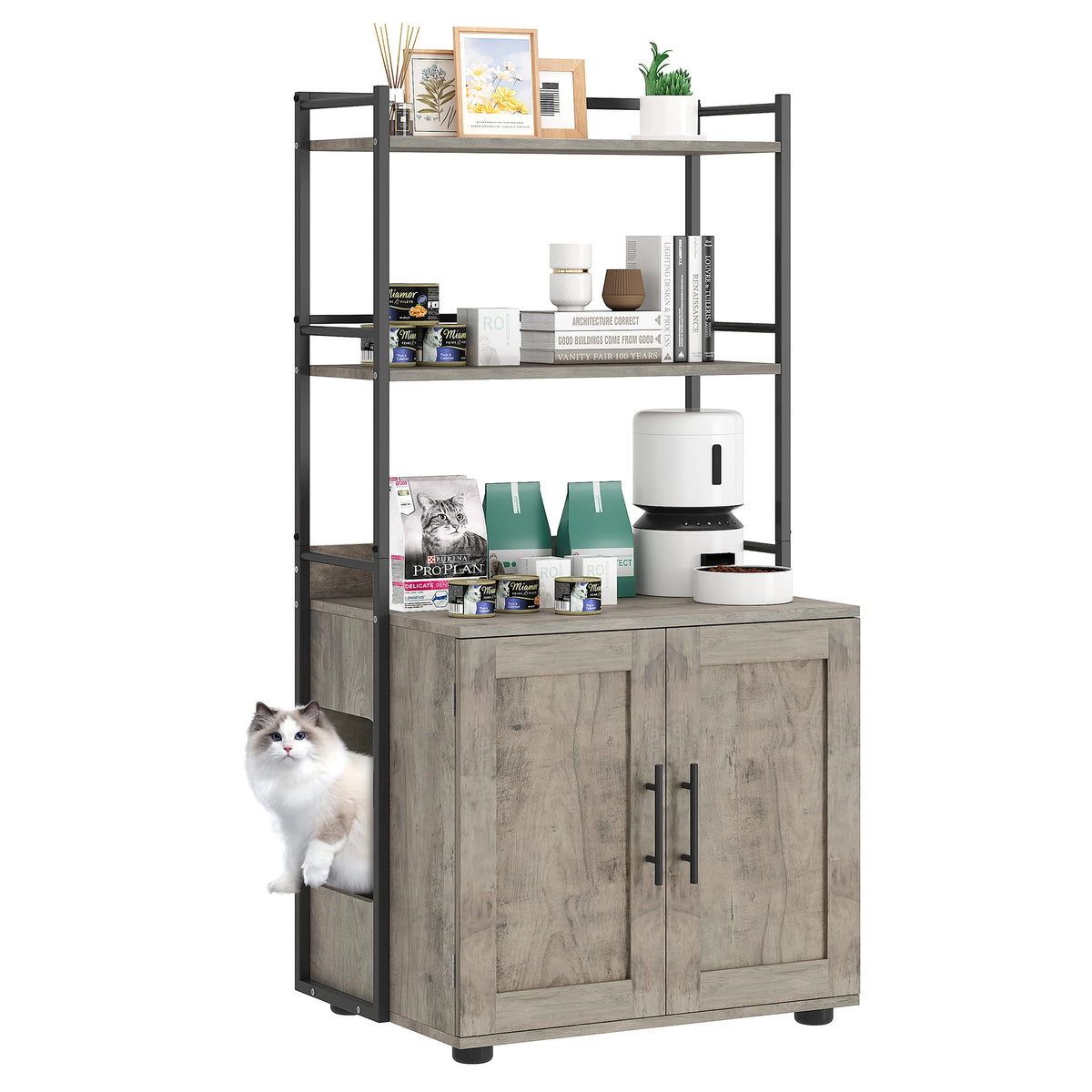 HiMISSCN Cat Litter Box Enclosure With Odor Control And Storage