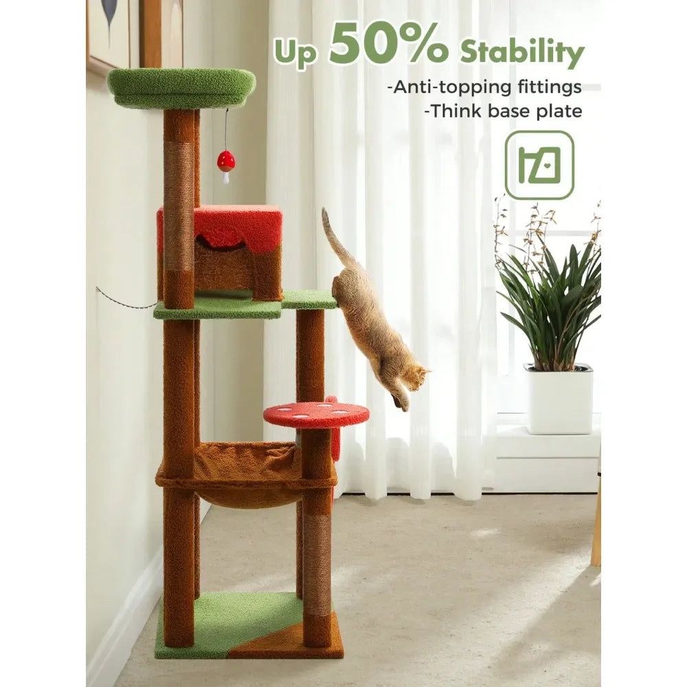 Cat Tree For Indoor Cats Multi Level Tower With Hammock