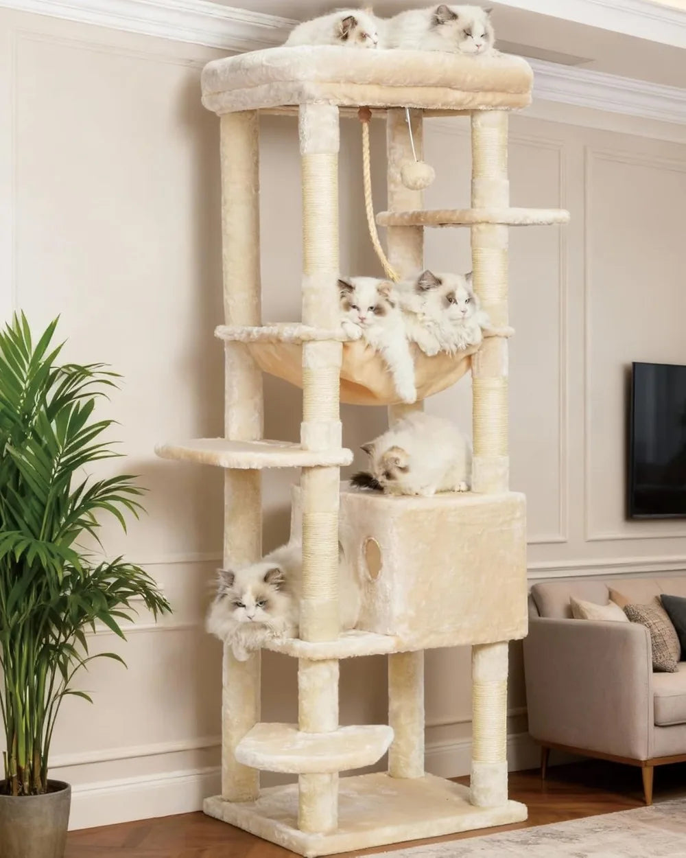 Heavy Duty Cat Tree Multi-Level Indoor Condo With Plush