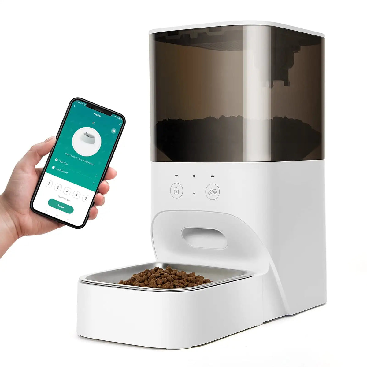 Smart Automatic Pet Feeder With Custom Schedule And Voice Recorder