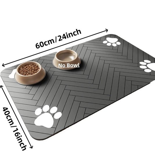 Absorbent Pet Feeding Mat With Waterproof Rubber Backing For Dogs And Cats