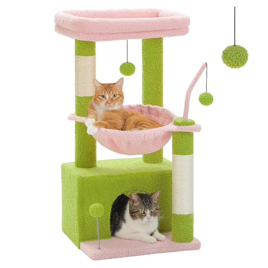 PEQULTICN 4-In-1 Cactus Cat Tree For Indoor Cats And Toys