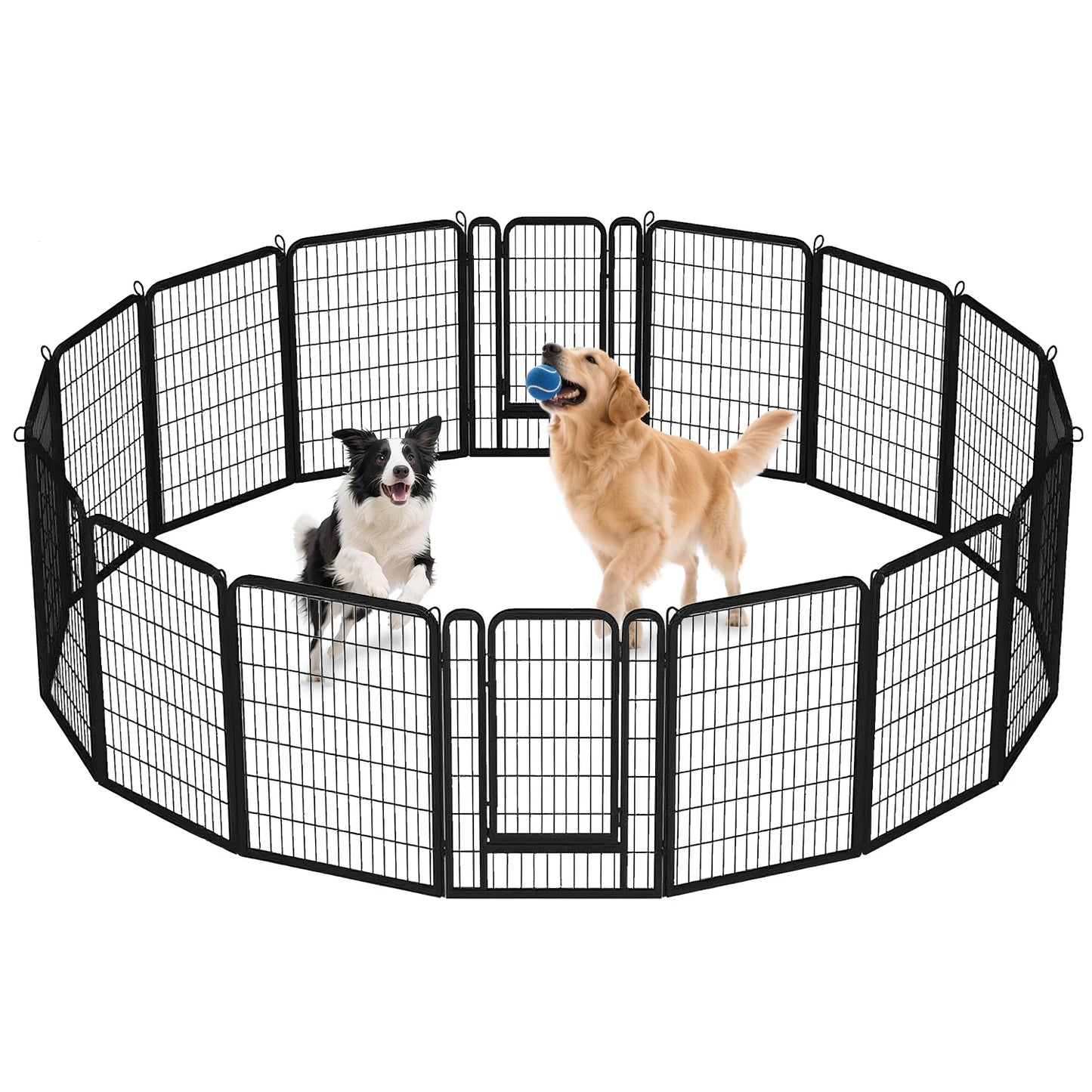 Dog Playpen With Door Outdoor Indoor Foldable Metal Fence