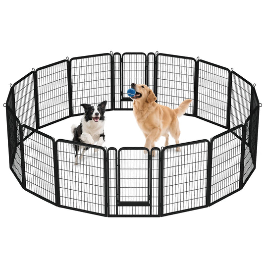 Dog Playpen With Door Outdoor Indoor Foldable Metal Fence