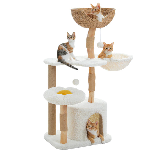 PAWZ Road Modern Solid Wood Cat Tree Tower With Condo