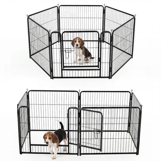 JHK 6 Panels Metal Dog Playpen Foldable Indoor Outdoor Fence