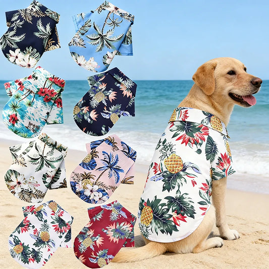 Hawaiian Style Dog Shirt For Pets Summer Beach Apparel