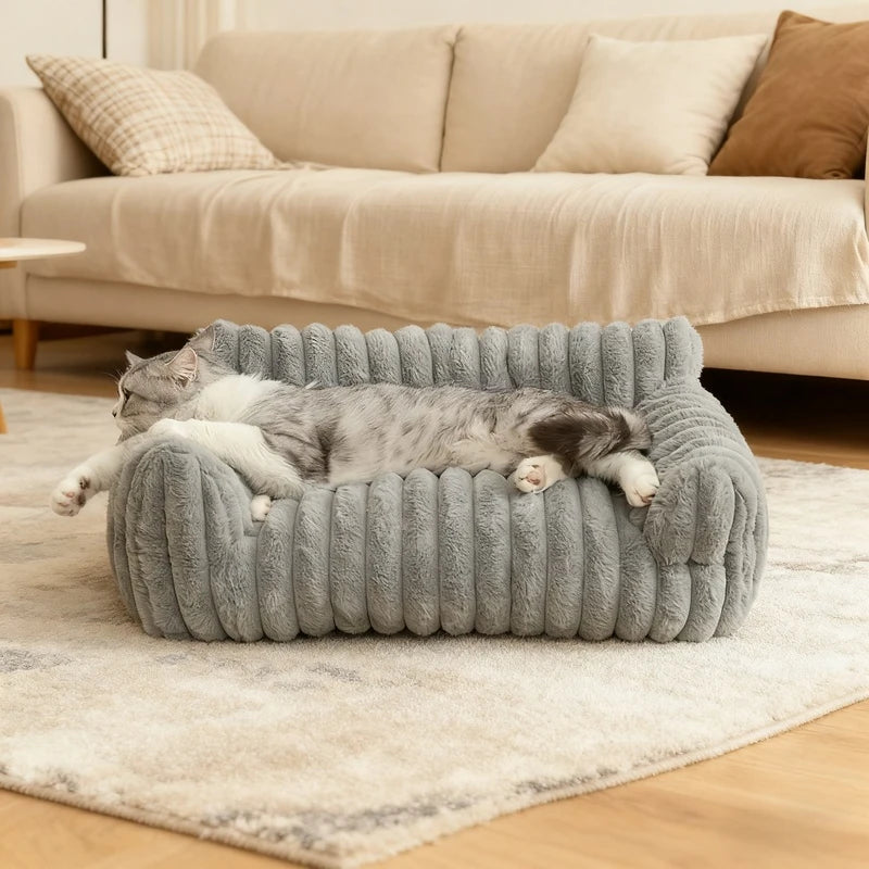Viral Striped Pet Sofa Bed Non Slip Cushion Warm For Cats And Dogs
