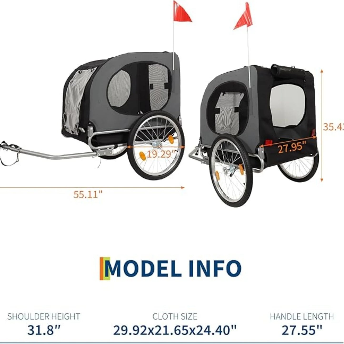 All-Terrain Bike Trailer For Medium Large Dogs With Air Tires