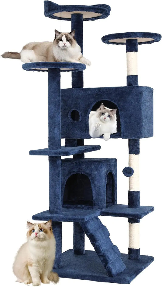 Cat Tree Tower With Sisal Posts, Plush Perches, Hanging Toys