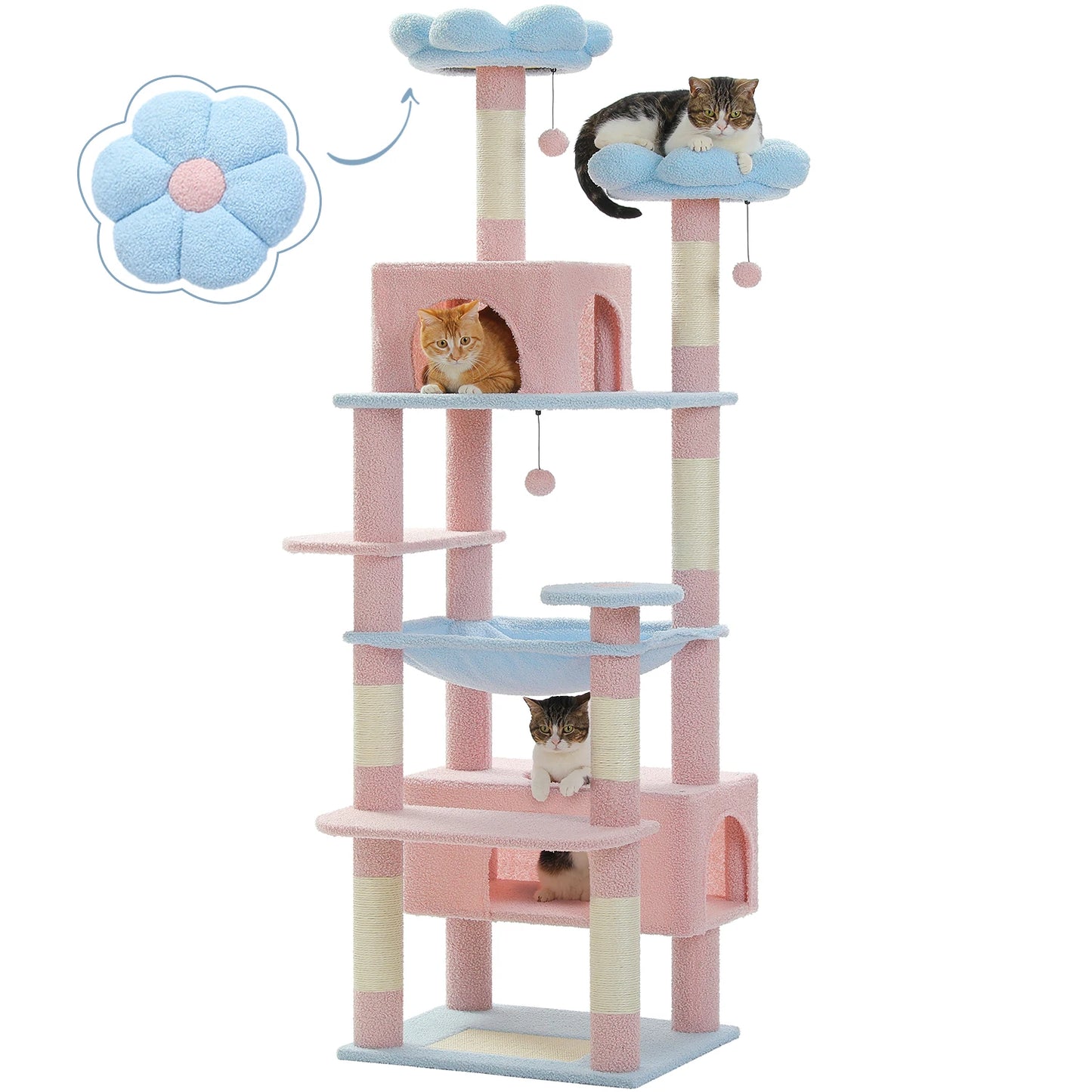 PEQULTI Multi Level Cat Tree Tower With Scratching Posts Hammock And Condo