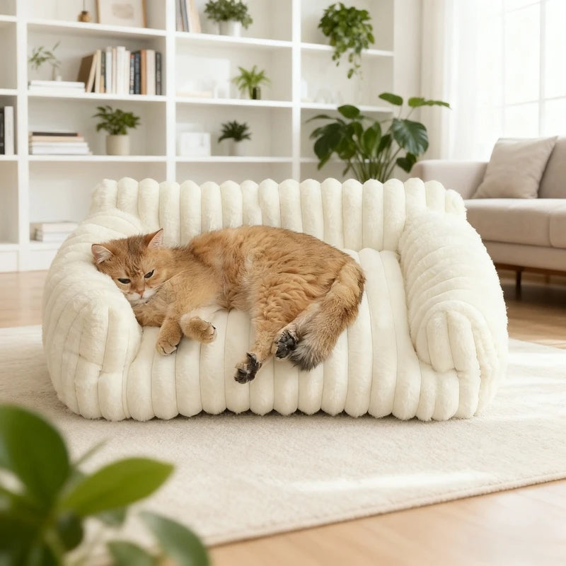 Viral Striped Pet Sofa Bed Non Slip Cushion Warm For Cats And Dogs