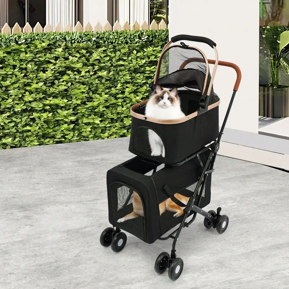 XMSJ Dual Dog Stroller With Detachable Carriers And Lockable Wheels