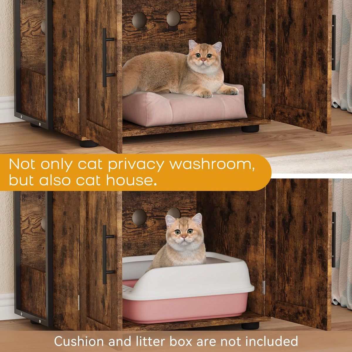 HiMISSCN Cat Litter Box Enclosure With Odor Control And Storage