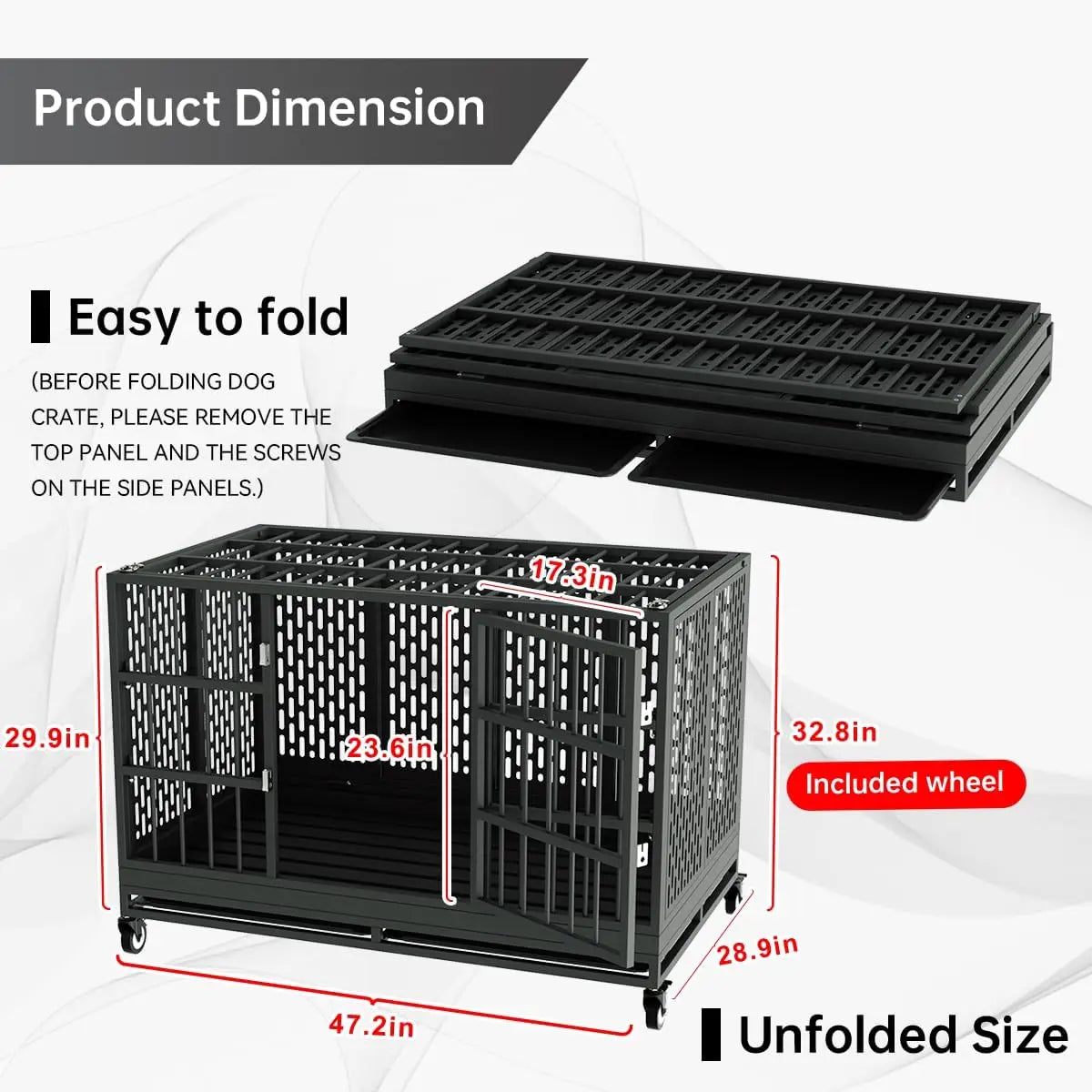 Ufsagcg Heavy Duty Dog Crate With Wheels For Large Dogs