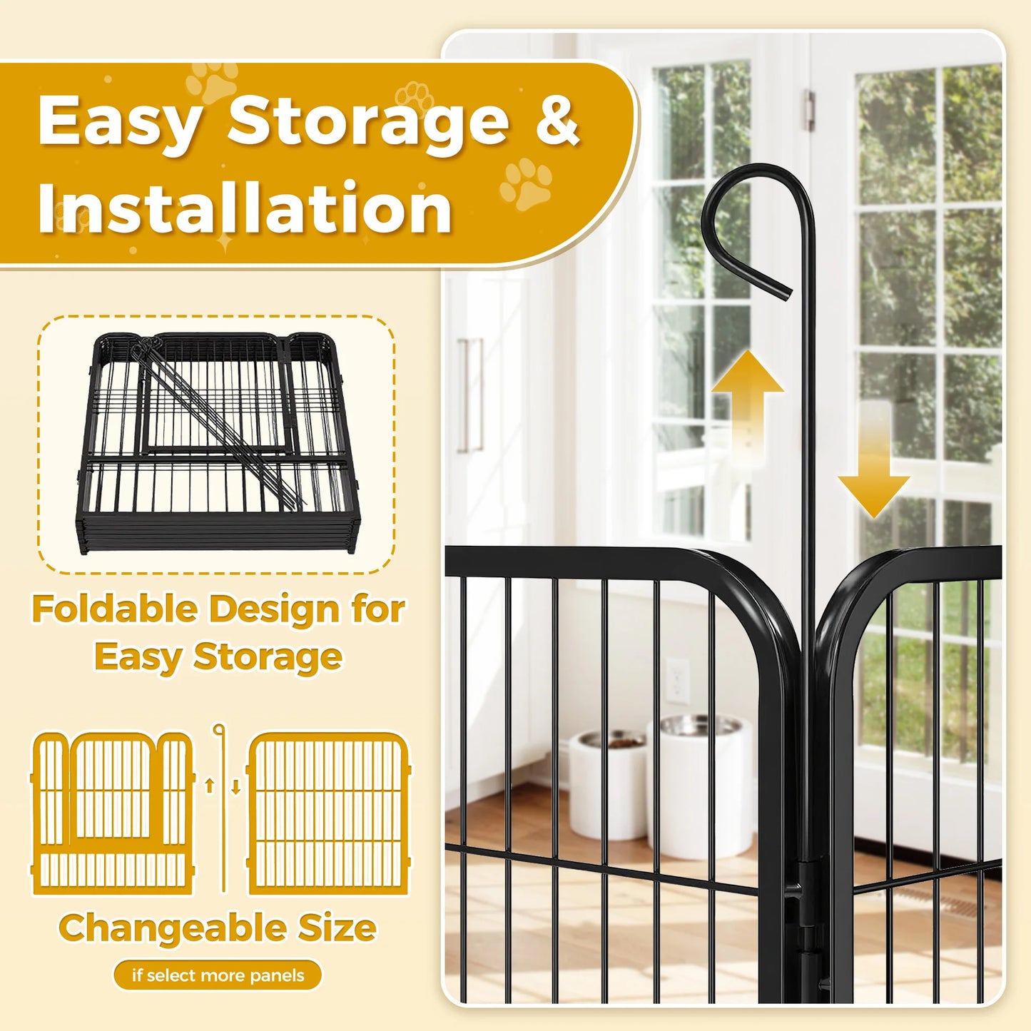 Dog Playpen With Door Outdoor Indoor Foldable Metal Fence