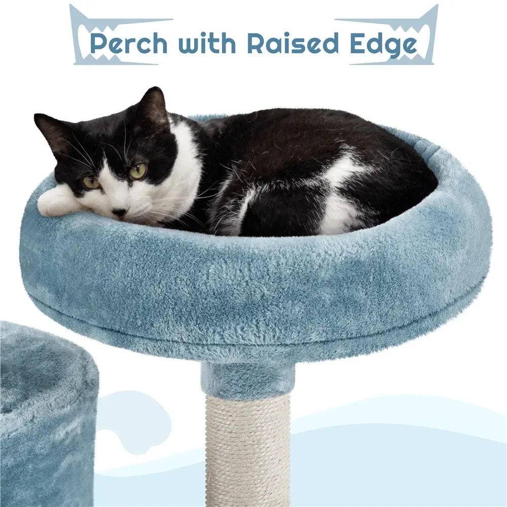 Ocean Themed Cat Tree Multilevel Tower With Condo And Hammock