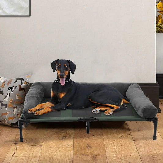 BINGOPAW Elevated Indoor Outdoor Dog Bed With Detachable Bolster