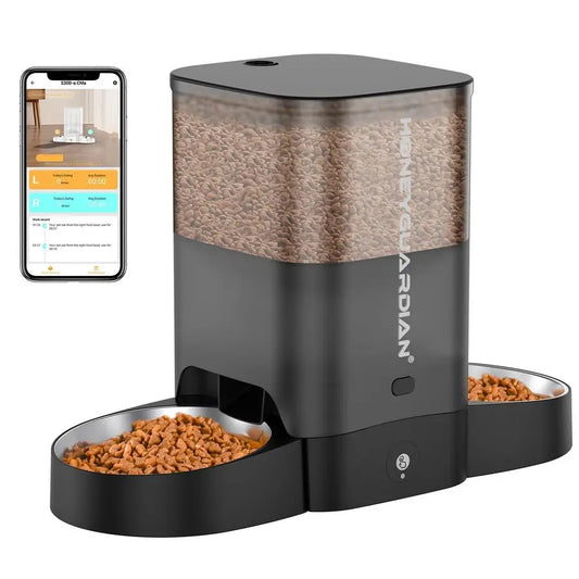 Automatic Cat Feeder for Two Cats with Stainless Steel Bowl and App Control