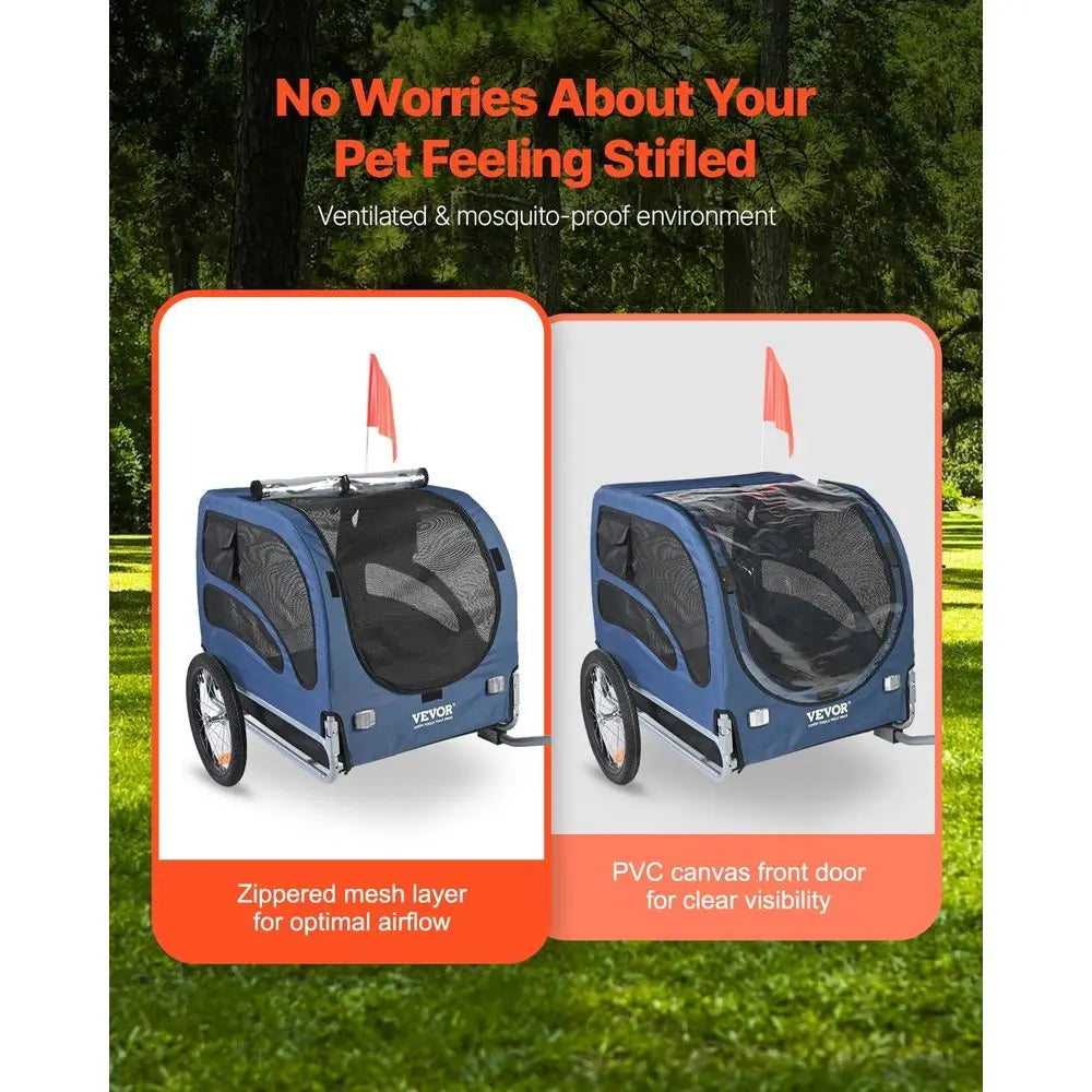 Pet Bicycle Trailer 100 Lb Capacity With Quick Release Wheels