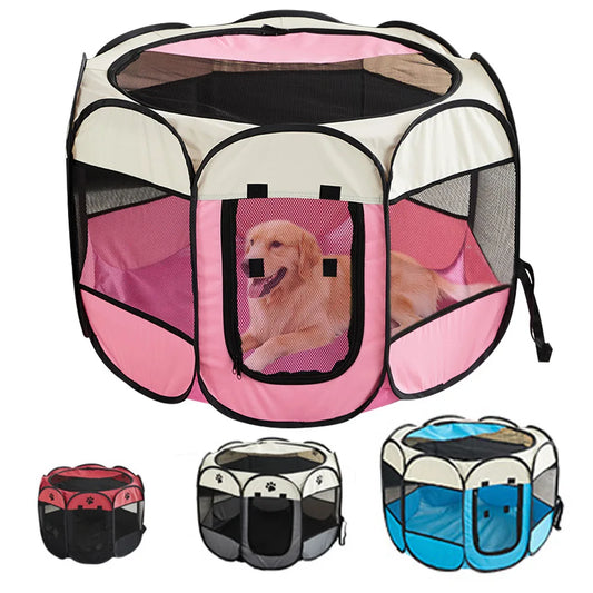 Foldable Cat Tent Octagonal Oxford Cloth House Portable Pet Fence